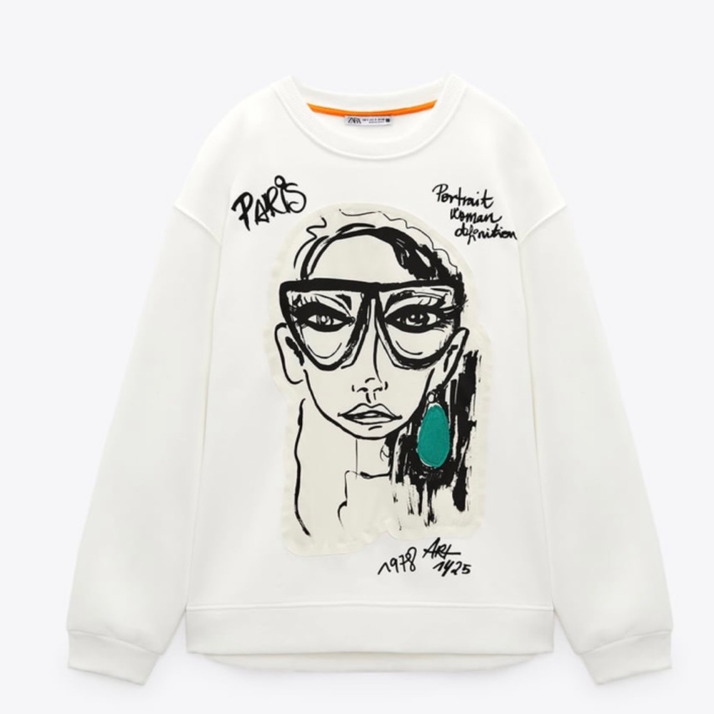 Zara graphic print sweatshirt L NWT